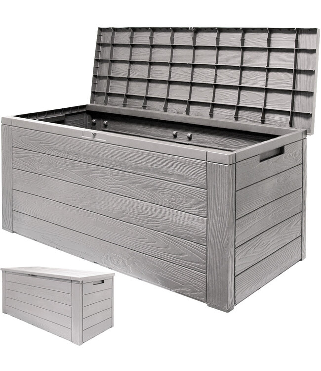 Deuba Luxe Opbergbox - Tuinkist - 300L - Kunststof - 120x46x57cm - Grijs