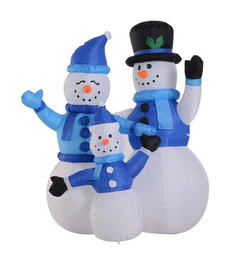 HOMdotCOM Zelf Opblaasbare de Kerstmisdecoratie van de sneeuwmanfamilie, LED Blauw