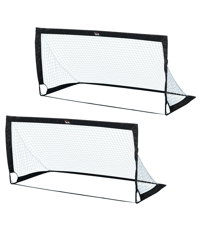 Voetbal Doelen Voetbal Net Set van 2 Mini Doelen Opvouwbaar Staal Zwart 186x90x89 cm