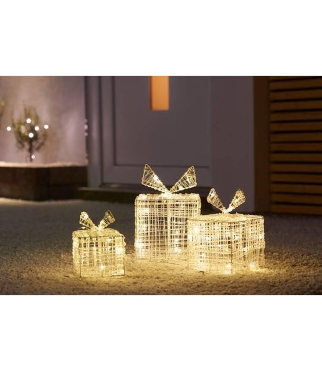 Nampook Nampook - 3 Geschenkdozen met kerstverlichting - 90 LEDs en timer