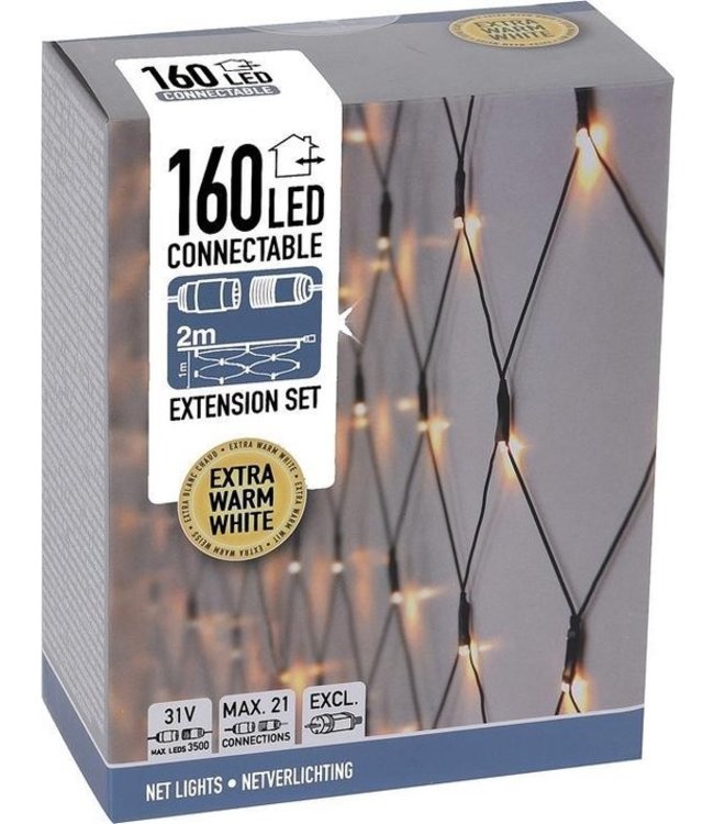 Nampook Netverlichting - Koppelbaar - 160 LED - 2 meter - Extra warm Wit
