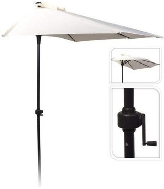 Pro Garden Pro Garden Parasol - Muurparasol - Half Rond - dia 250cm - Wit