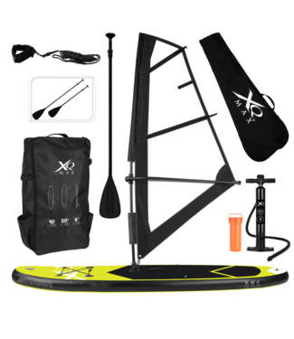 XQ max XQ Max Special Edition Windsurf/Sup board set MET draagtas - 13-delig - Geel/zwart - tot 150 kg - 305 cm - Opblaasbaar - Zeil 2m²