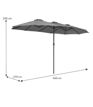 Kingsleeve Kingsleeve Dubbele Parasol - Antraciet - UV-bescherming 40+