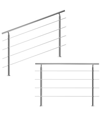 Monzana Monzana Trapleuning - Roestvrij staal - 160 cm - 4 Stutten