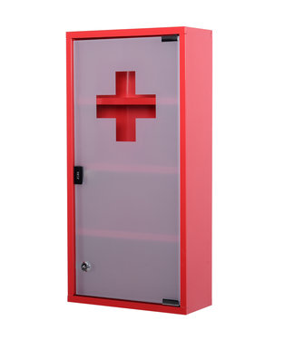 HOMdotCOM HOMdotCOM Metalen medicijnkastje, EHBO-kast, 4 vakken, rode draaideur