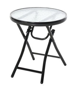 Sunny Sunny Tuintafel Bistrotafel met Glazen Blad Rond Metaal Ø45 cm Zwart