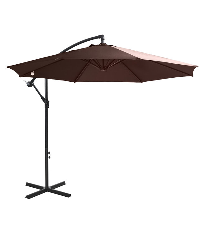 Sunny Afneembare parasol zweefparasol zwengelparasol met handkruk, koffie