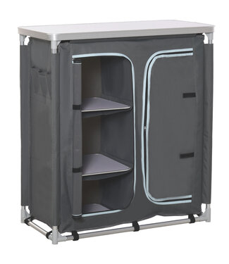 Sunny Sunny Campingkast inklapbaar keukenbox draagbaar met 3 planken 1 kast grijs