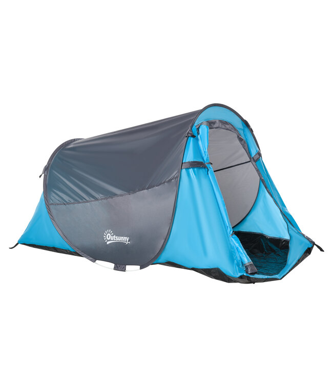 Sunny Pop-up tent voor 1-2 personen kampeertent 3 seizoenen glasvezel blauw + grijs