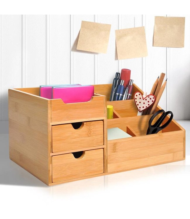 HOMdotCOM Bureau organizer 2 laden natuur bamboe