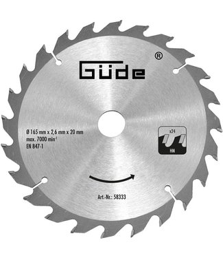 Güde Güde Houtzaagblad HM - 20T - 165x20x24mm - voor Güde invalcirkelzaag en Güde cirkelzaag