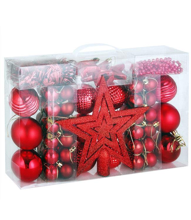 Casaria  Kerstboomversiering - Kerstboomversiering rood 66 St.