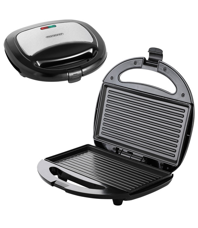 Monzana Contactgrill - Paninigrill - Zwart/Zilver 750W