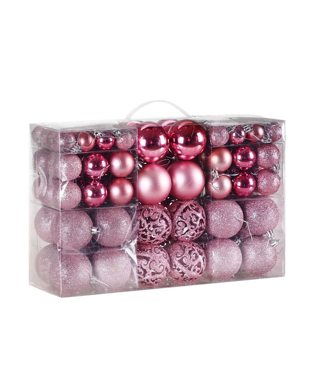 Casaria  KerstBallen - Kerstboom decoratie - Kerstboomversiering -Roze 100 St.