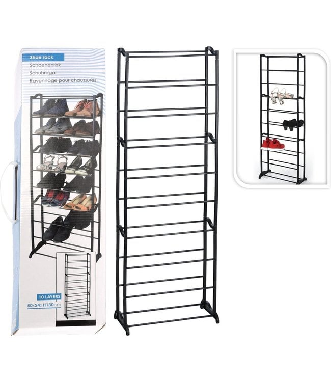 Storage solutions Schoenenrek - 10 laags - Zwart - Metaal