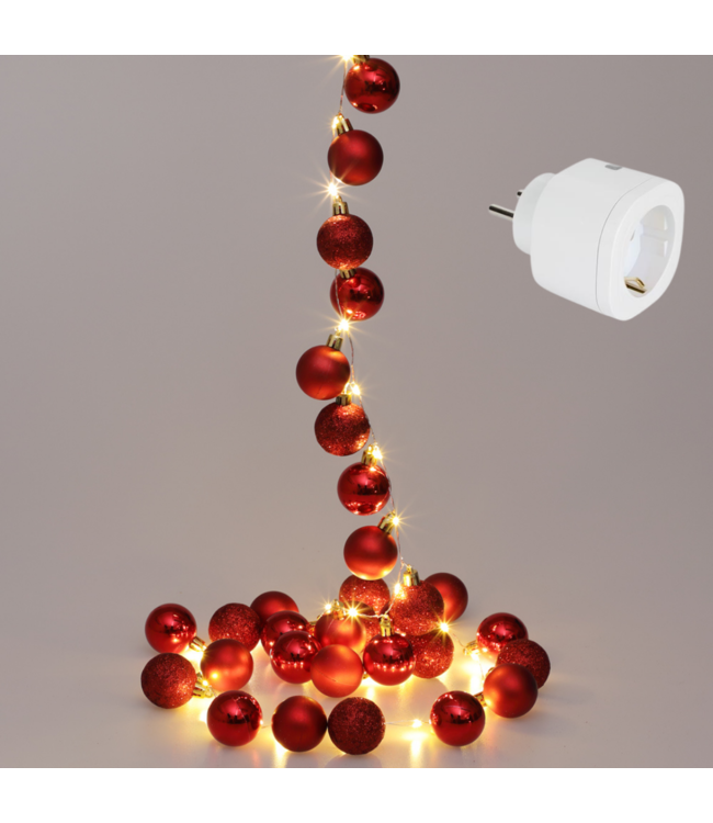 Casa Casa Kerstballenverlichting - Kerstdecoratie - Rood - 2m - Perel Smart Home Wifi Stekker