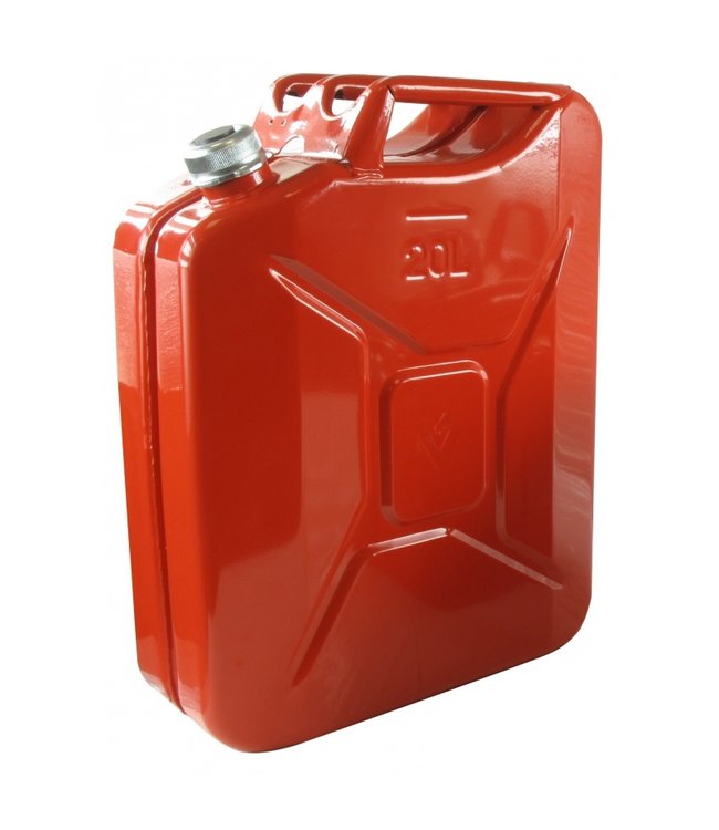 Jerrycan metaal 20L - Anti roest - Rood - Voor elke brandstof