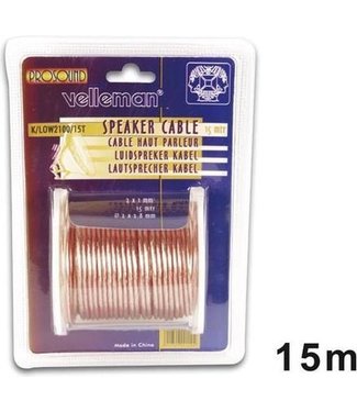 Velleman Velleman Luidsprekerkabel - transparant - 2 x 1.00mm² - 15m