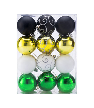 Casaria Casaria Kerstballen set van 24 stuks - Groen Wit Zwart Goud - Kunststof