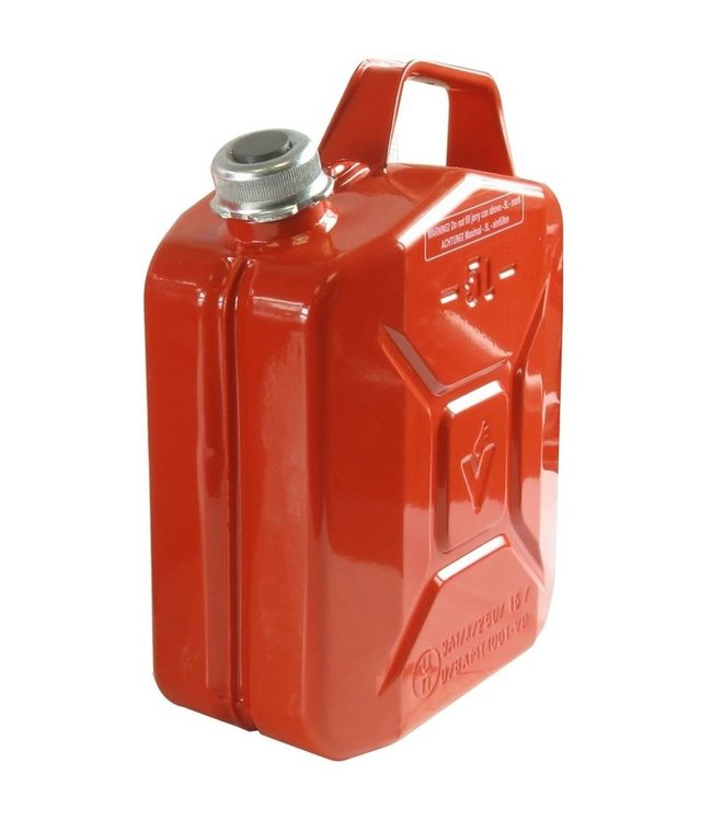 Jerrycan metaal 5L - Anti roest - Rood - Voor elke brandstof