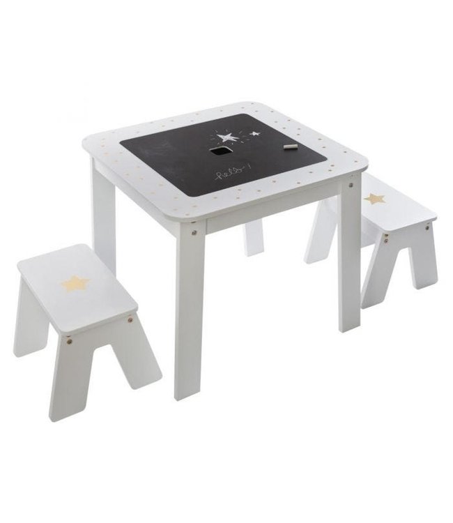 Sphera Kindertafel met 2 krukjes - Wit - 57x57x51 cm