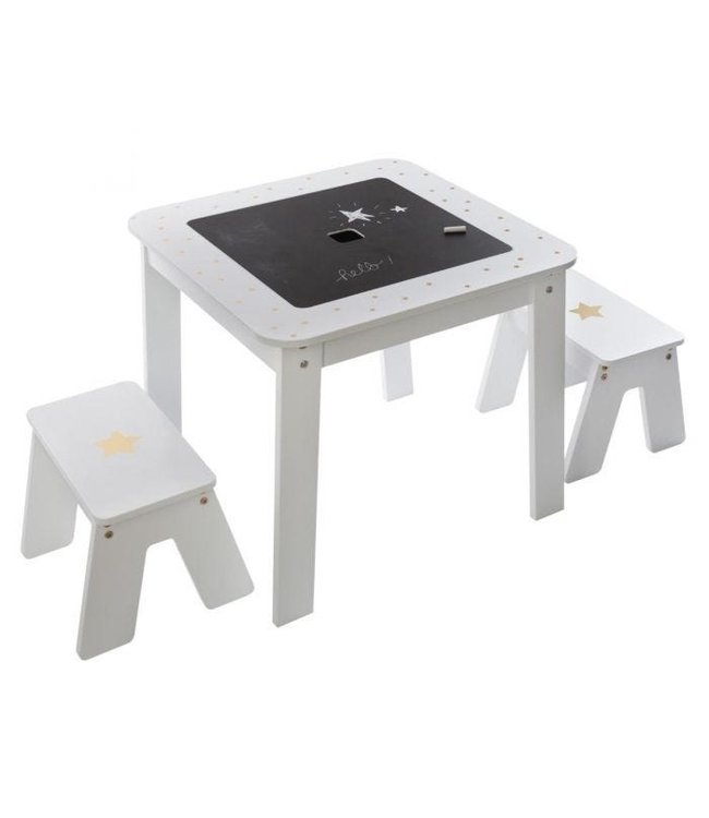 Sphera Sphera Kindertafel met 2 krukjes - Wit - 57x57x51 cm