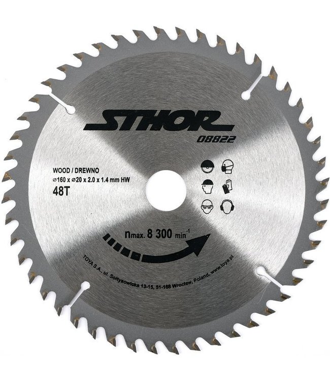 STHOR Cirkelzaagblad Ø160 mm - 48 T - binnendiameter 20 mm