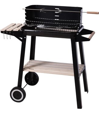 BBQ Houtskoolbarbecue - Griloppervlak 54 x 34 - RVS - Zwart - Met spit