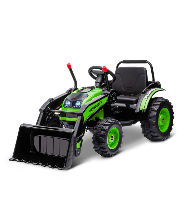 HOMdotCOM Traptractor zittende graafmachine voor kinderen off-road voertuig met muziek schop armen