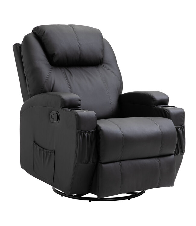 HOMdotCOM Massage fauteuil met 5 massage standen PU leer 84 x 92 x 109 cm zwart