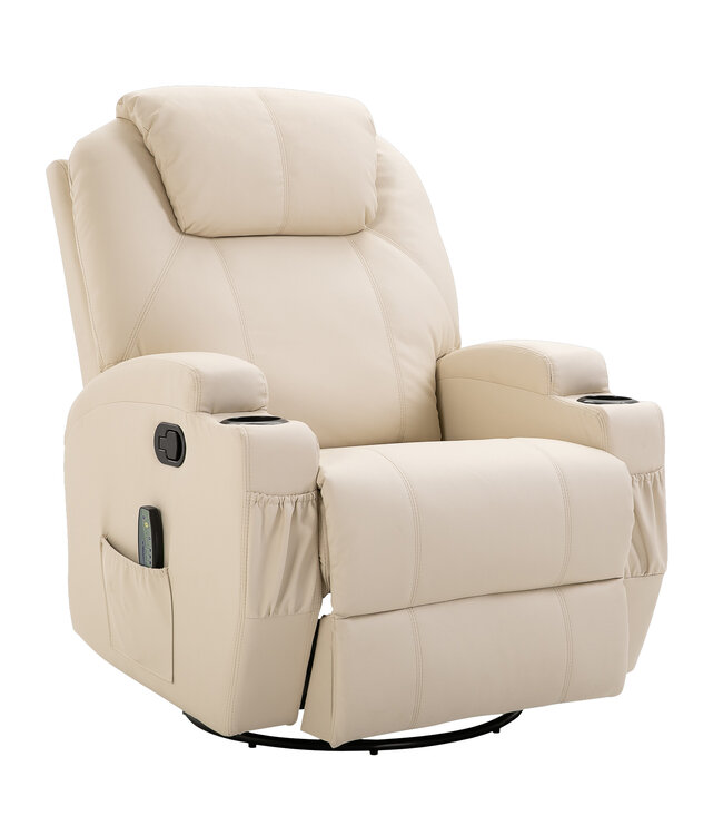 HOMdotCOM Massage fauteuil met 5 massage standen PU leer 84 x 92 x 109 cm crèmewit