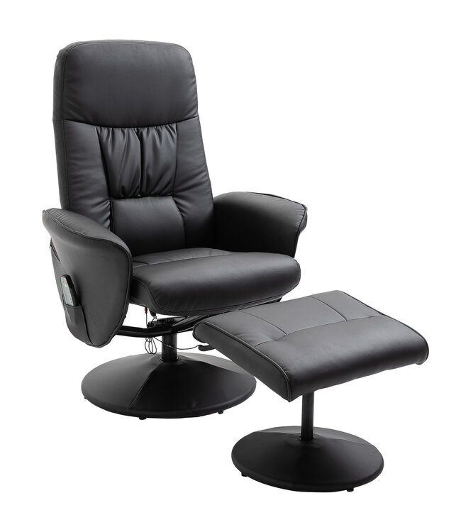 HOMdotCOM Massagestoel met voetenbank tv-stoel relaxstoel 145° hellingshoek zwart