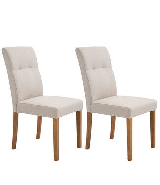 HOMdotCOM HOMdotCOM Set van 2 eetkamerstoelen 50 cm x 62 cm x 96 cm beige