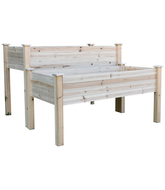 Sunny Sunny Verhoogd bed 2 niveaus koude kas kruidenbed plantenbak met afvoergaten van massief hout
