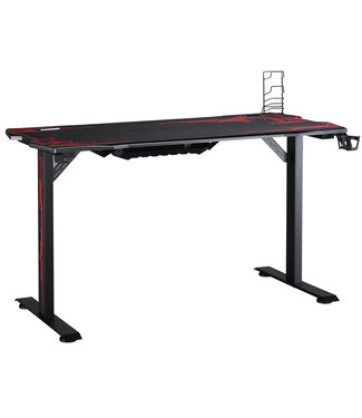 HOMdotCOM HOMdotCOM Gaming tafel bureau zwart + rood 140 cm x 70 cm x 77 cm