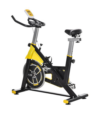 HOMdotCOM HOMdotCOM Fietstrainer in hoogte verstelbare rollertrainer fitnessfiets staal geel + zwart