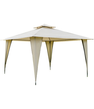 Sunny Sunny Paviljoen partytent met dubbel dak 3,5 x 3,5 x 2,7 m partytent staal polyester beige