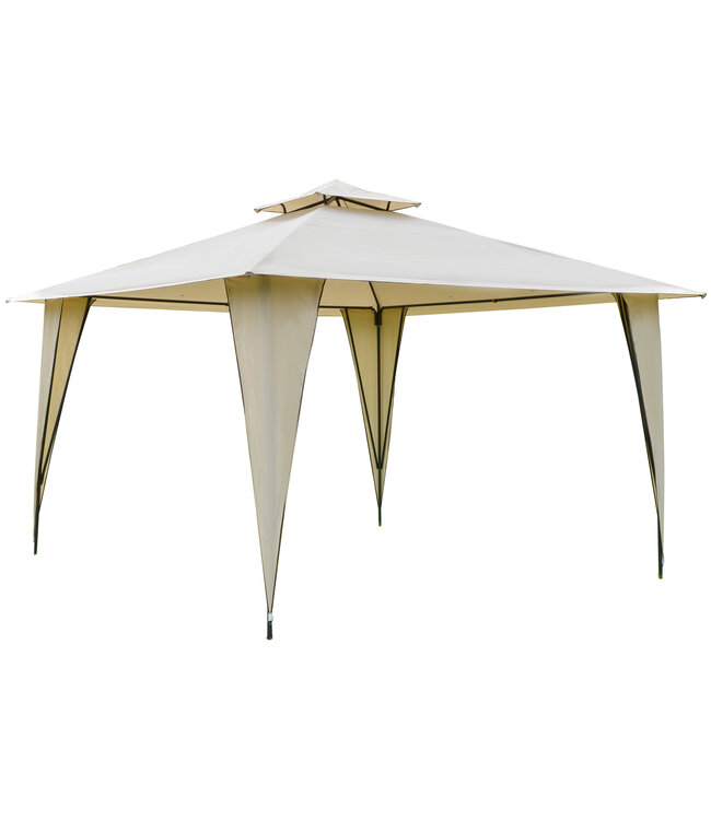 Sunny Paviljoen partytent met dubbel dak 3,5 x 3,5 x 2,7 m partytent staal polyester beige