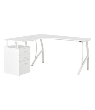 HOMdotCOM HOMdotCOM L-vormig bureau wit 143,5 cm x 143,5 cm x 76 cm