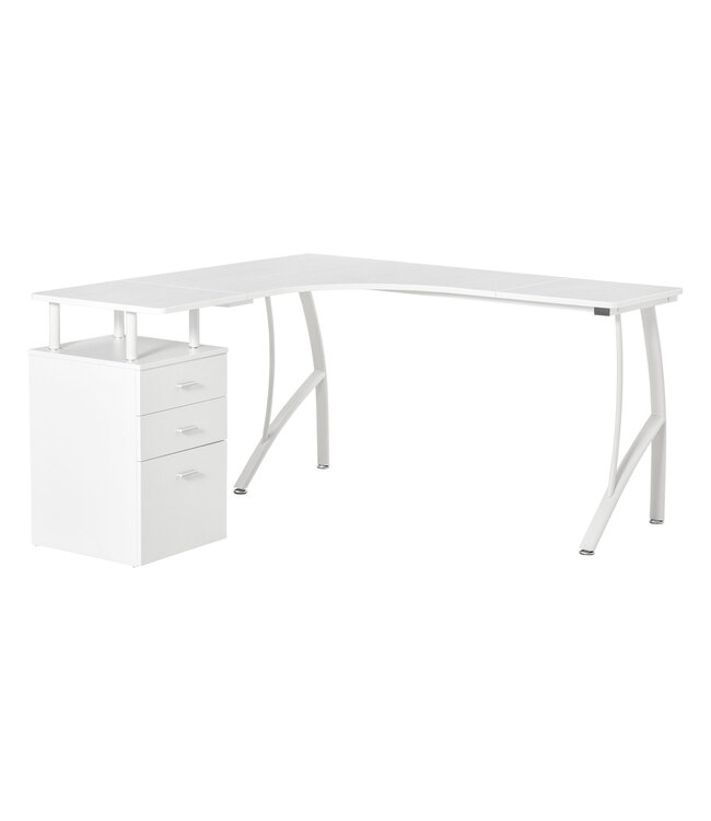 HOMdotCOM L-vormig bureau wit 143,5 cm x 143,5 cm x 76 cm