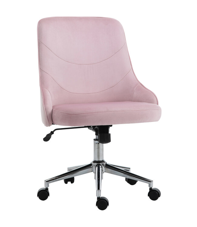 Vinsetto Bureaustoel SOHO-stijl met wipfunctie in hoogte verstelbaar fluweel roze 57 x 61 x 86-96 cm