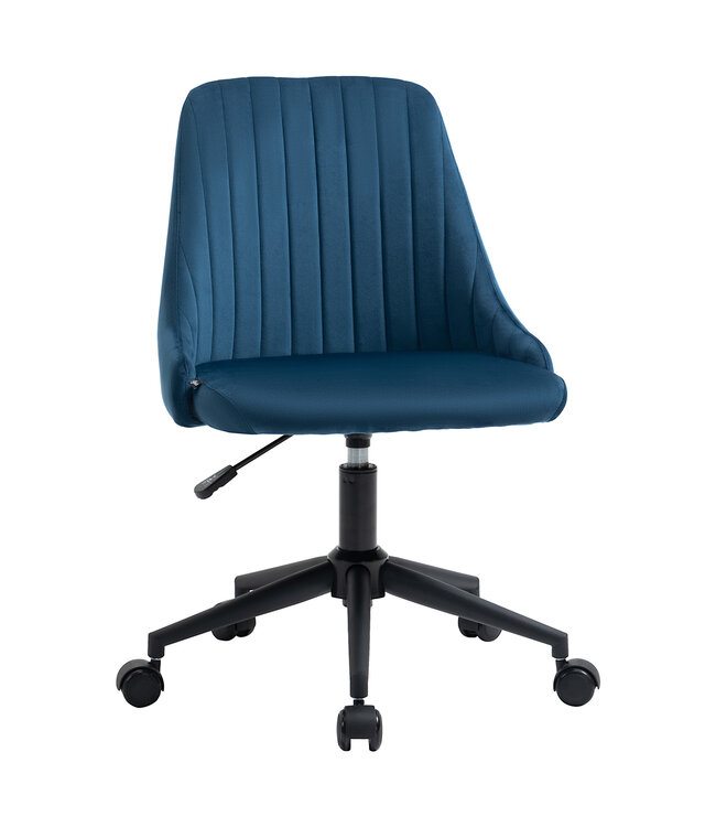 Vinsetto Kantoorstoel draaistoel ergonomisch lijndesign fluweelzacht polyester blauw