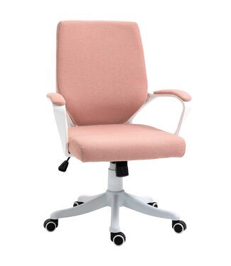 Vinsetto Vinsetto Kantoorstoel draaistoel in hoogte verstelbaar dikke bekleding polyester roze + wit