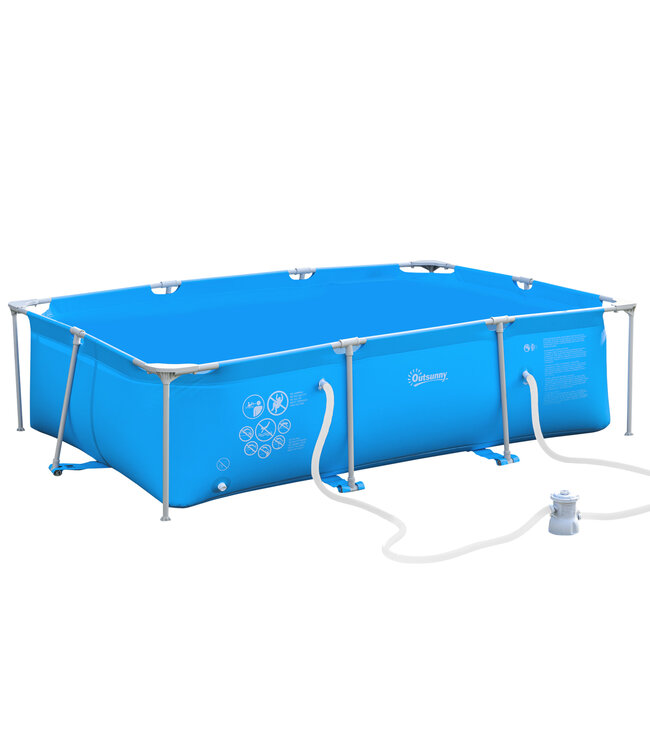 Sunny Framezwembad met afvoer klep PVC staal blauw
