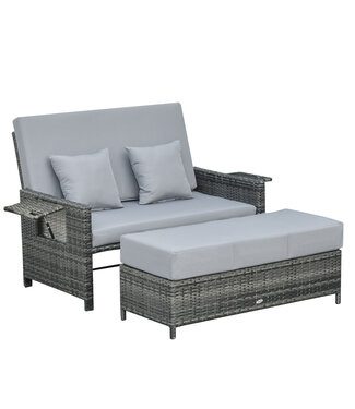 Sunny Sunny Poly-rotan loungebank 2-zits set ligstoel kruk