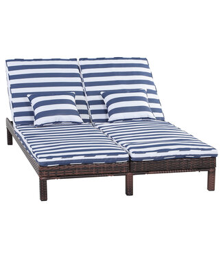 Sunny Sunny Ligbank voor buiten dubbele ligstoel relax ligstoel voor 2 personen 5 standen metaal PE-rotan blauw