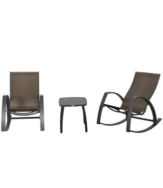 Sunny Sunny Rotan schommelstoel bistroset 3-delig aluminium UV-bescherming terras bruin
