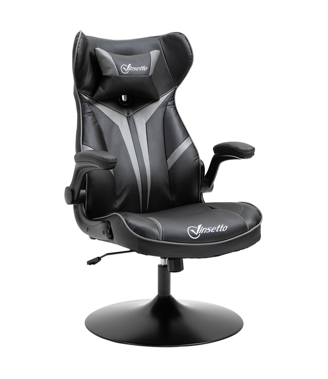 Vinsetto Gamingstoel met rally strepen zwart/grijs 67 cm x 75 cm x 112 cm
