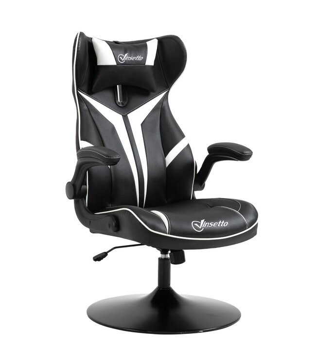 Vinsetto Gamingstoel met rally strepen zwart/wit 67 cm x 75 cm x 112 cm